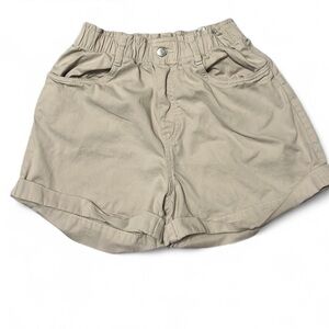 H&M 90s Style Khaki Cuffed Shorts- Small